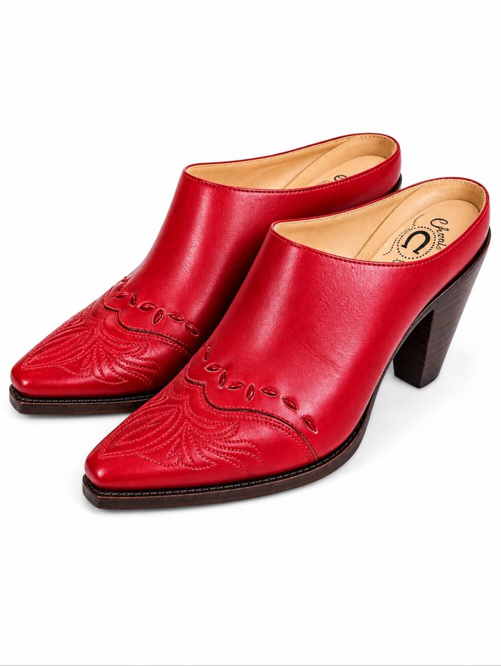Charlie 1 Horse Lucchese Western Mules Clogs Red Leather Women Size 9 Cowgirl